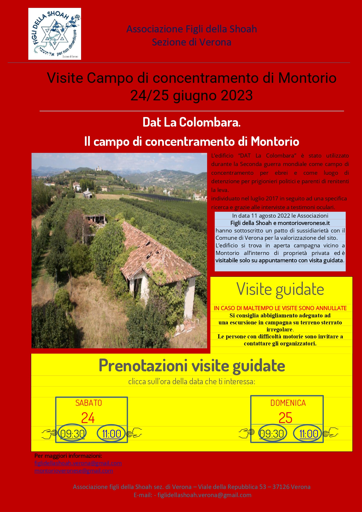 AGENDA 2023 - VERONA - Visite Campo di concentramento di Montorio - Giugno